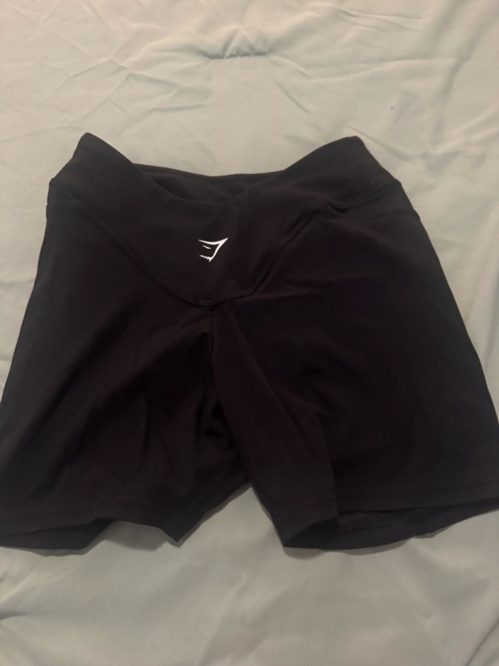 Gymshark Black High-Rise Seamless Bike Shorts with White Logo